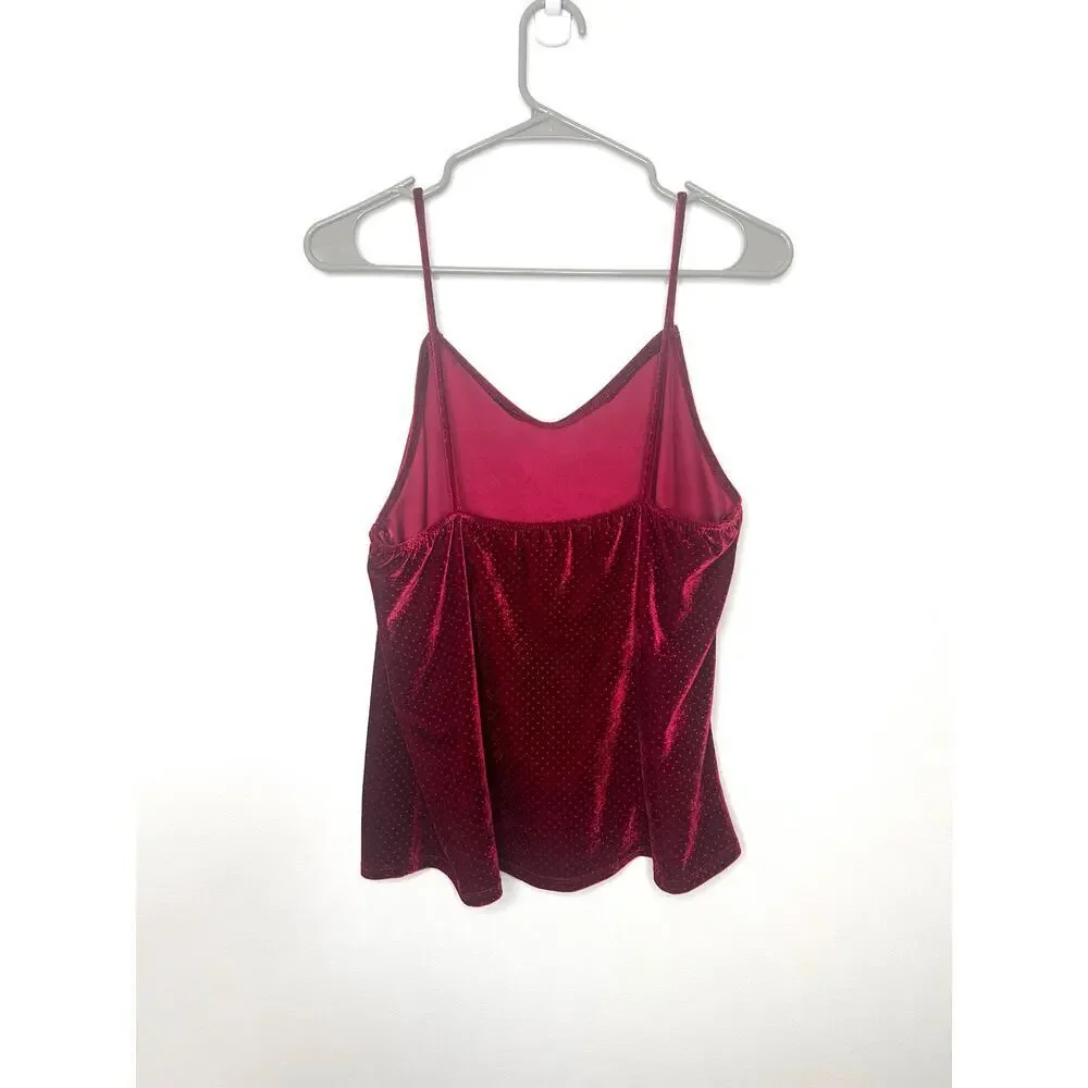 Lavender Field Velvet Cami Strappy Tank M Red mini polka dot Y2K Festival